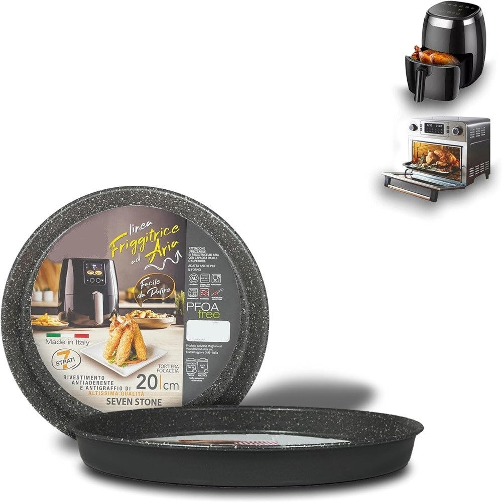 Trade Shop - Teglia Rotonda 20cm Per Friggitrice Ad Aria Forno Antiaderente Tortiera Focaccia 054095 -