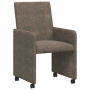 Sedie da Pranzo con Ruote 2 pz | Sedie da cucina Grigio scuro 57 x 66 x 94 cm