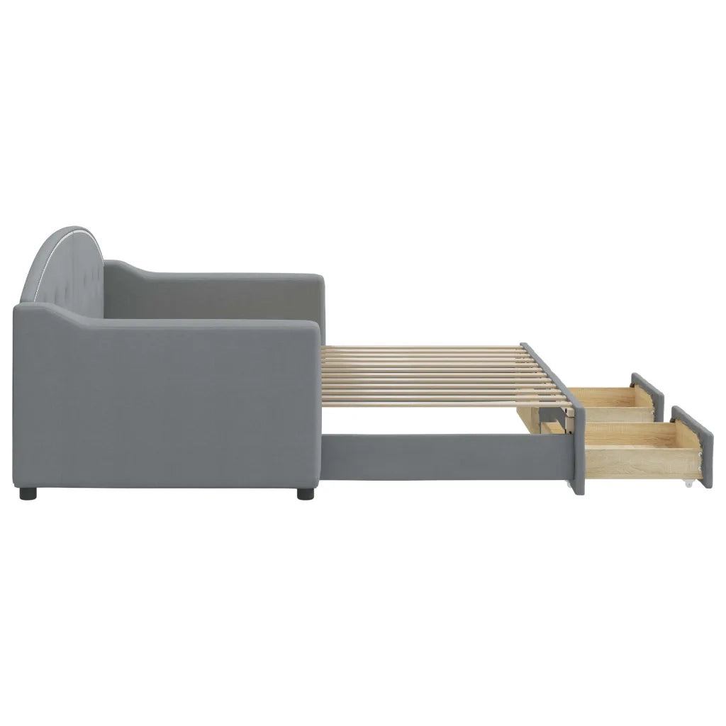 Divano Letto Estraibile Cassetti Grigio Chiaro 80x200cm Tessuto 3197561