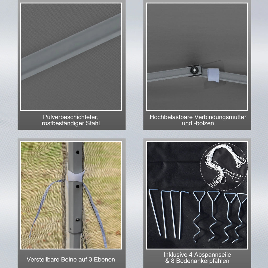 Gazebo Pieghevole 3x3m ¨C Xylo ¨C Grigio Chiaro con Pareti Laterali e Borsa