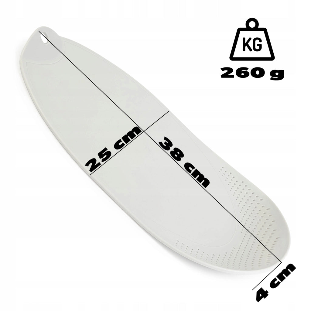 Tagliere da cucina in plastica KADAX con scolapiatti e manico, bianco, 38x25 cm