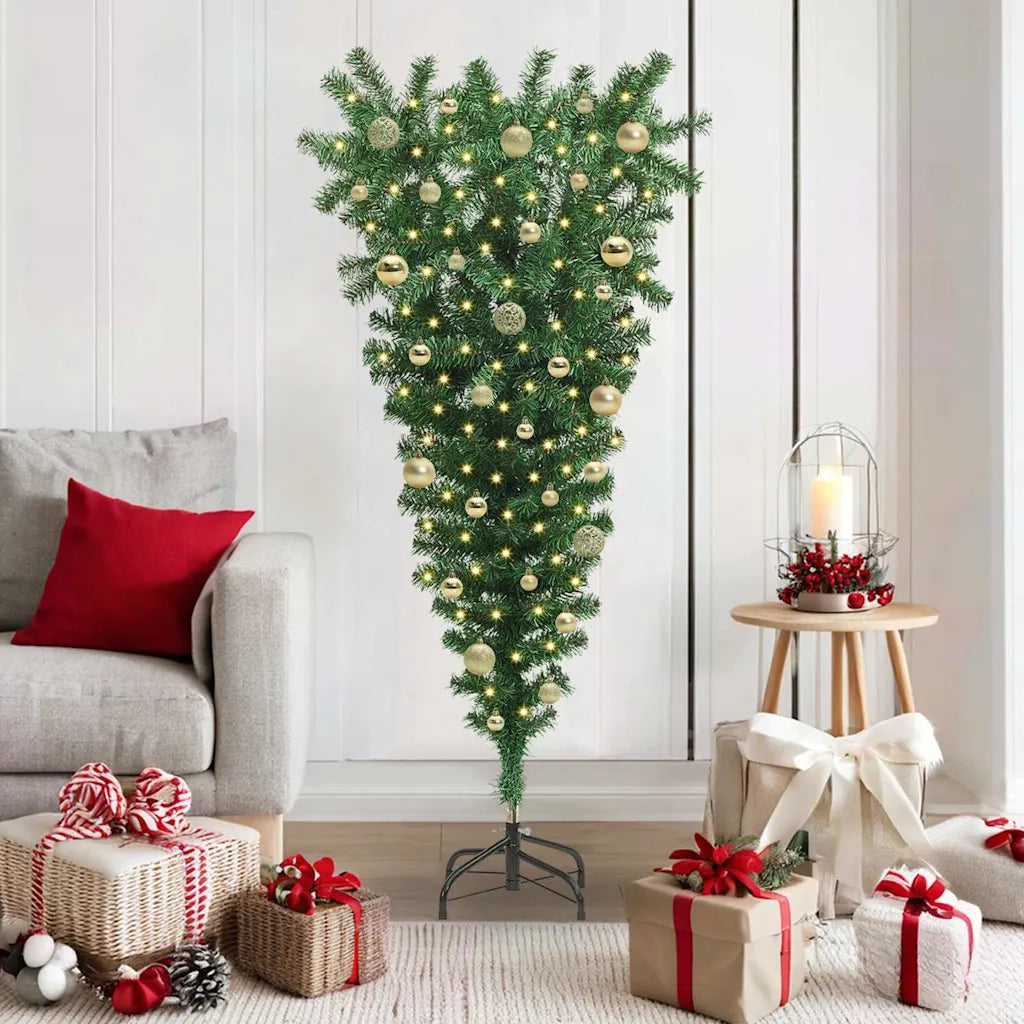 Albero di Natale artificiale pre-illuminato rovesciato con set di palline 3396855