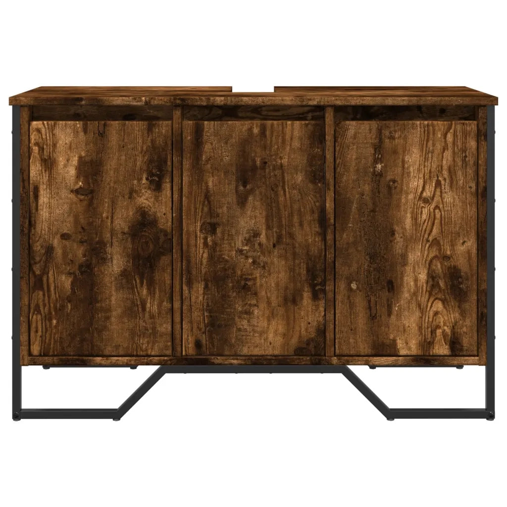 Mobile Lavabo Bagno Rovere Fumo 91x35x60 cm in Truciolato