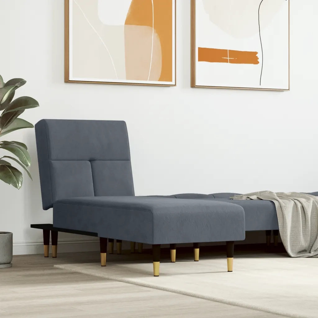 Chaise Longue in Velluto Grigio Scuro 352809
