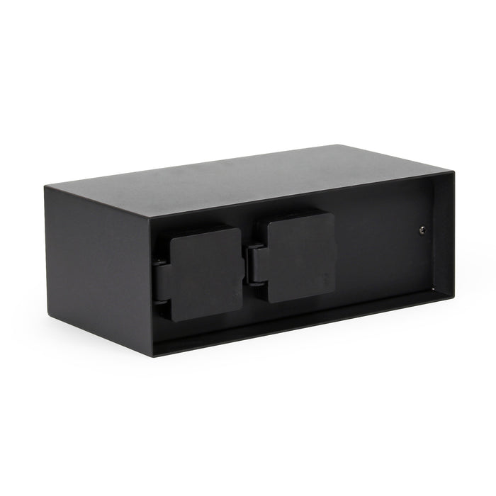 Presa multipla da giardino nera in acciaio con protezione IP44 Colonna a 4 prese per esterno