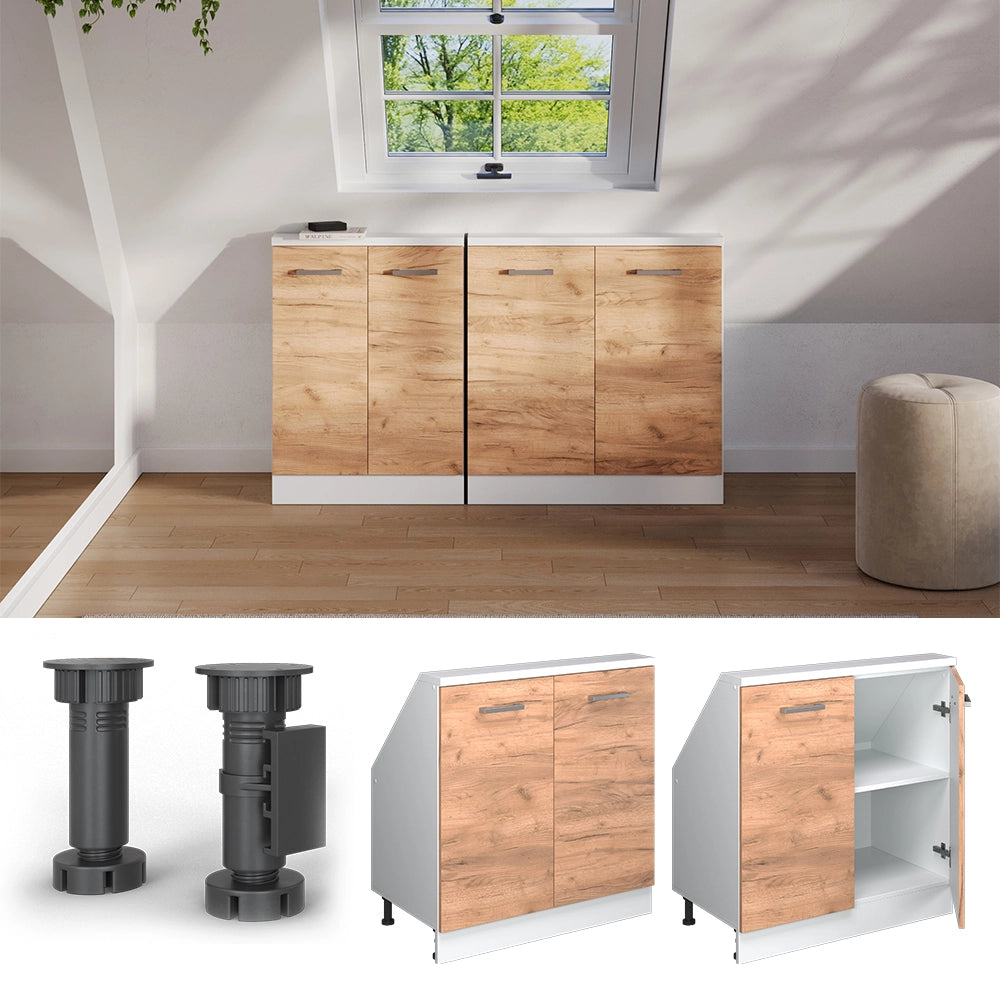 Mobile cucina sottotetto R-Line Rovere dorato/Bianco 80 cm con 2 porte Vicco