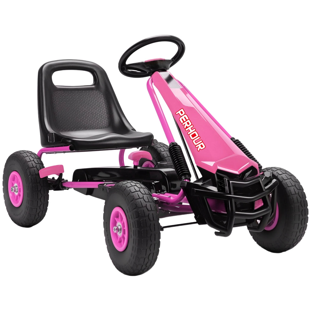 Go-Kart Bambini con Pedali Regolabile ¨C zephmum ¨C Rosa 3-8 Anni