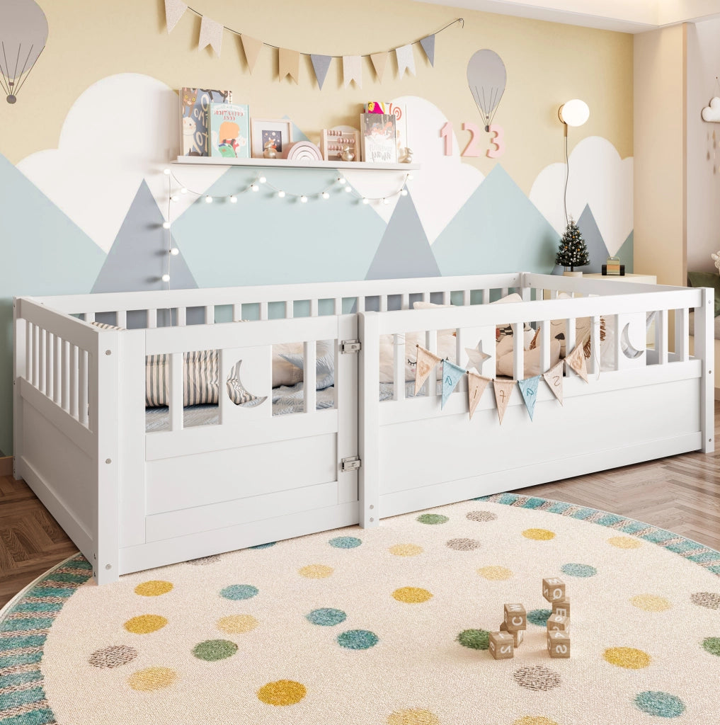 Letto per bambini 90x190 cm in pino bianco con sponde