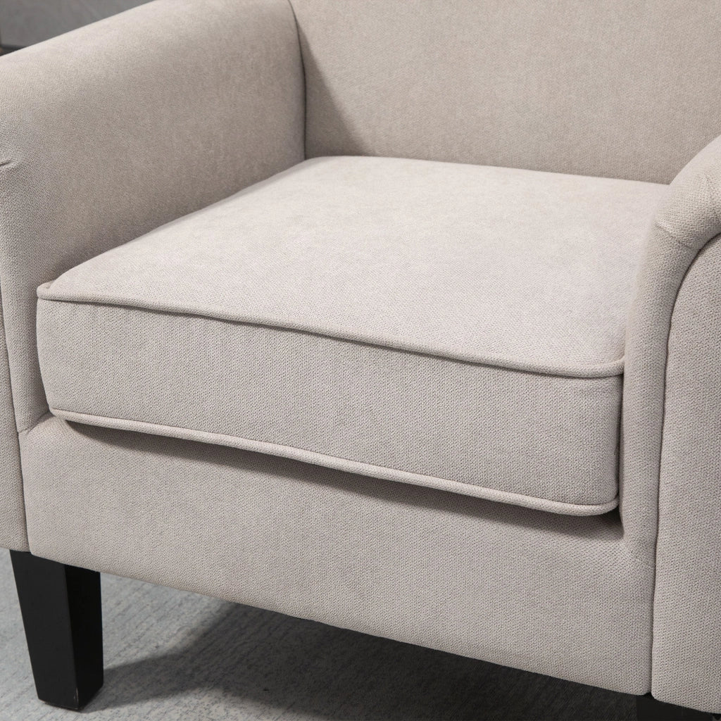 Poltrona d'Arredo in Stile Nordico con Braccioli 79x78x87 cm in Legno e Poliestere Grigio e Marrone