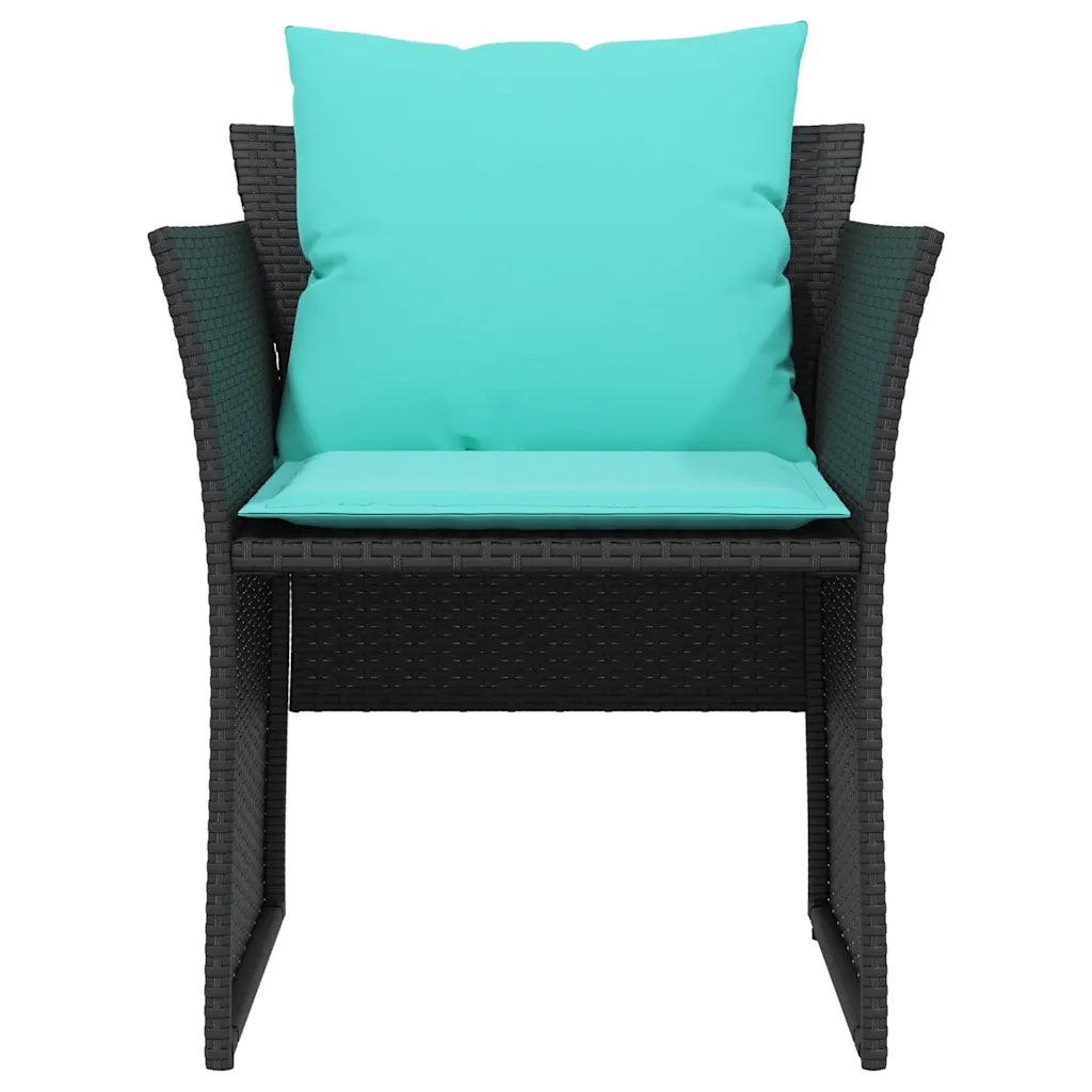 Poltrona da Giardino con Poggiapiedi in Polyrattan Nero