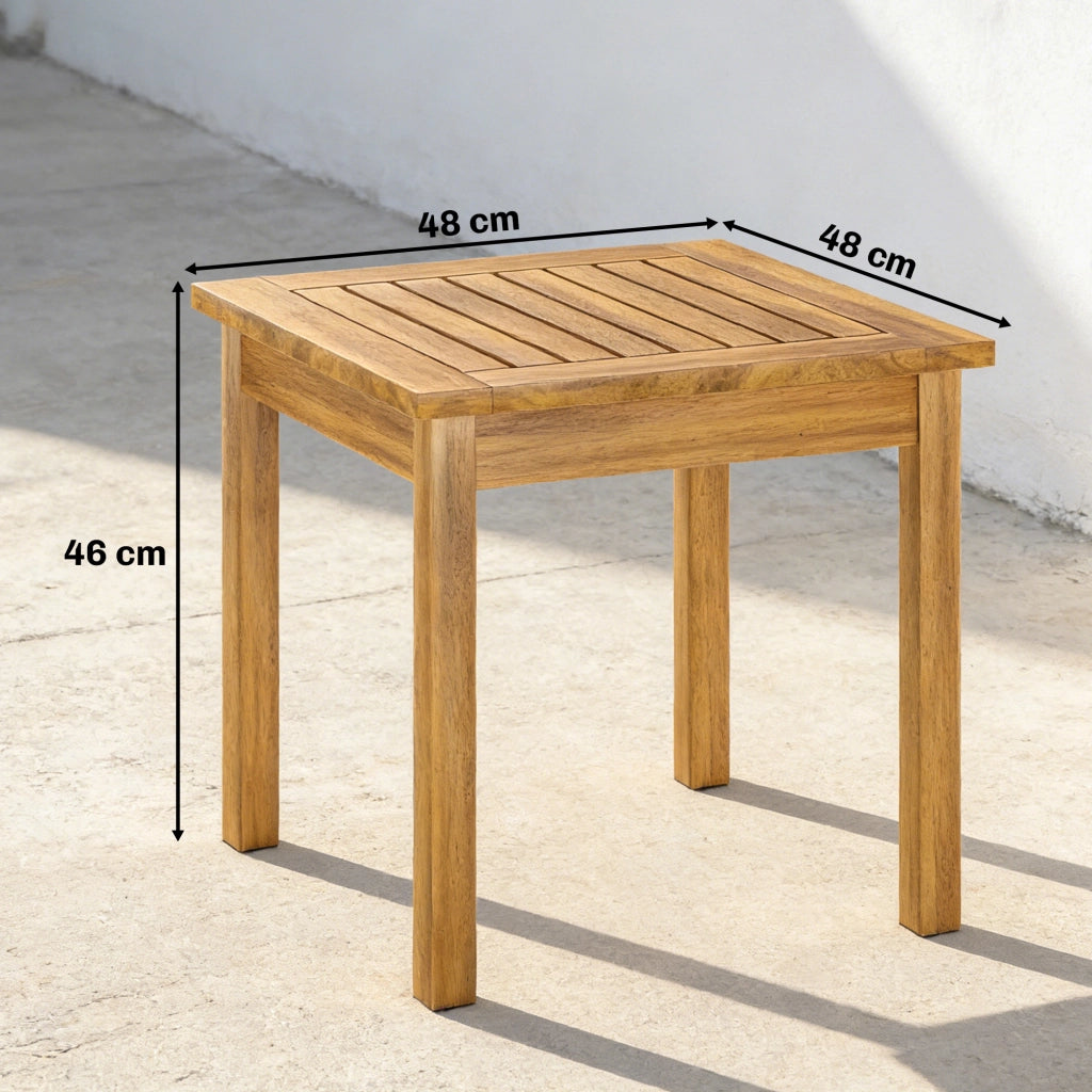 Comodino da giardino impermeabile 48 x 48 cm con piedi regolabili a listella; quadrato