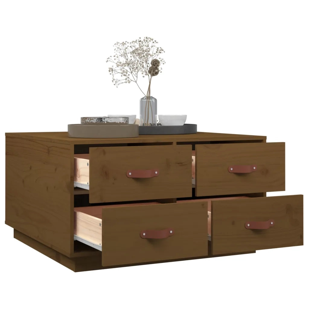 Tavolino da Salotto ambra 80x80x45 cm Legno Massello di Pino 821520