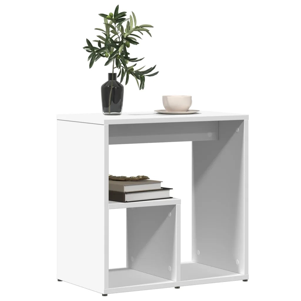 Tavolino Bianco 50x30x50 cm in Legno Multistrato 840555