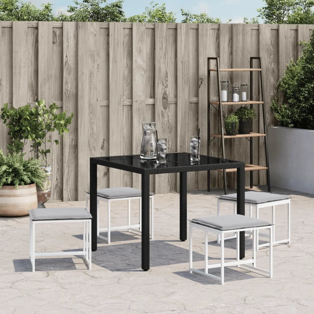 Sgabelli Giardino con Cuscini 4 pz Bianchi Acciaio e Textilene