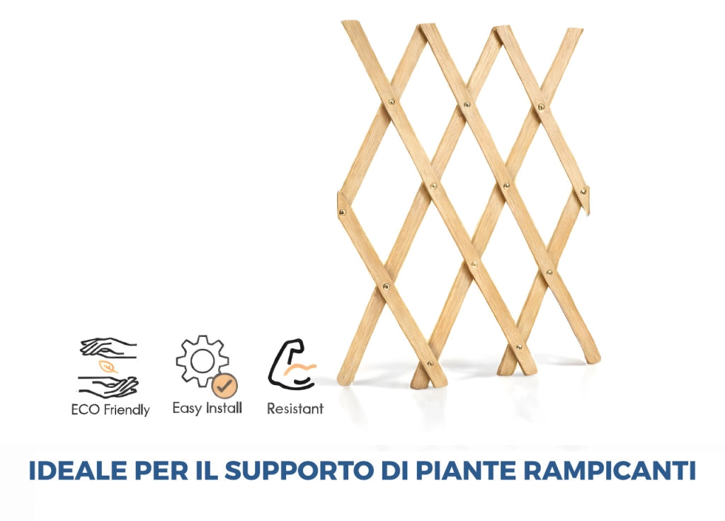Traliccio Estensibile In Legno Per Piante Rampicanti Recinzione Giardino Balcone - 100x300 - Naturale