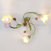 FLORA Plafoniera a 3 Luci in Ferro Decorato Stile Floreale