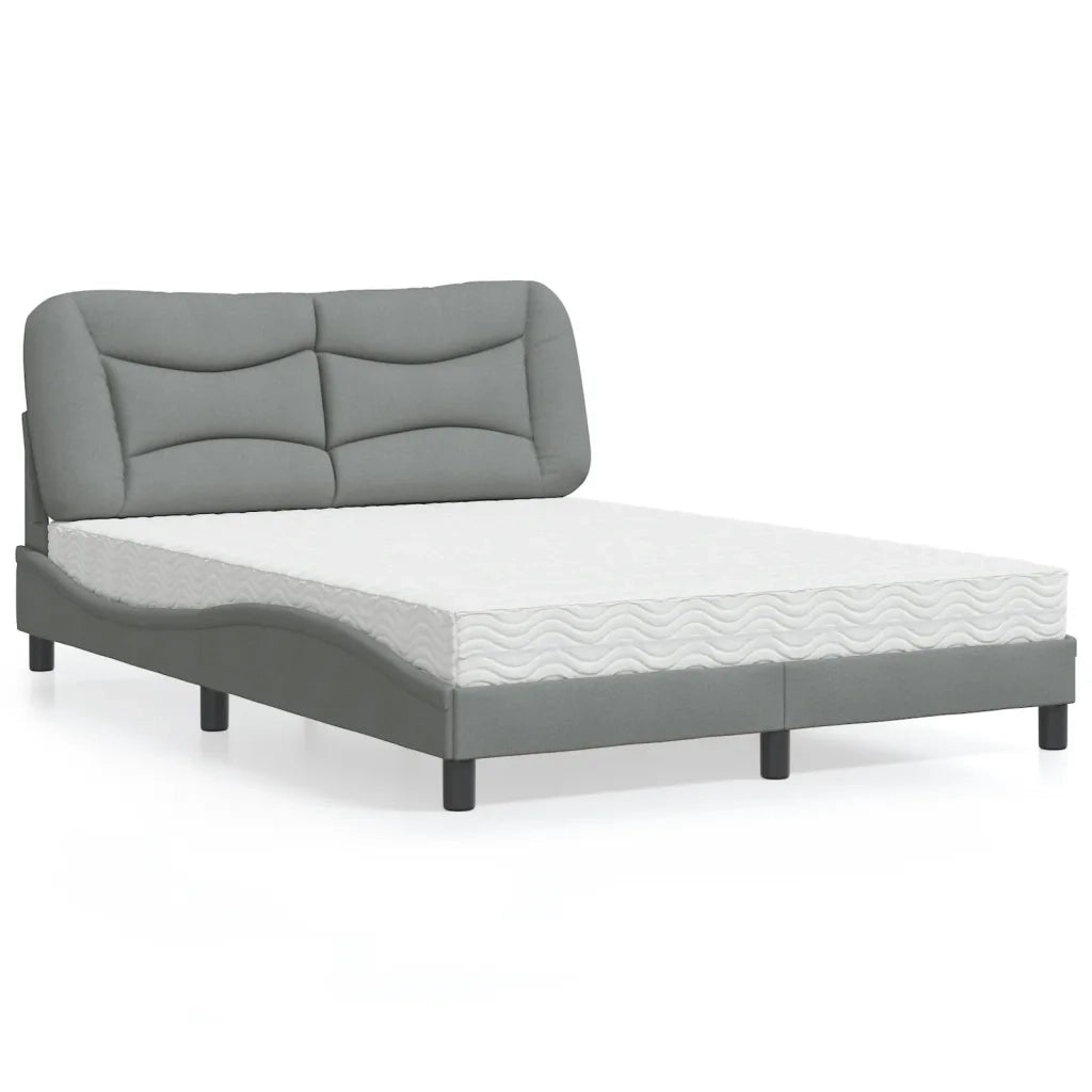 Letto con Materasso Hvar Grigio Chiaro 120x200cm Tessuto 3208520