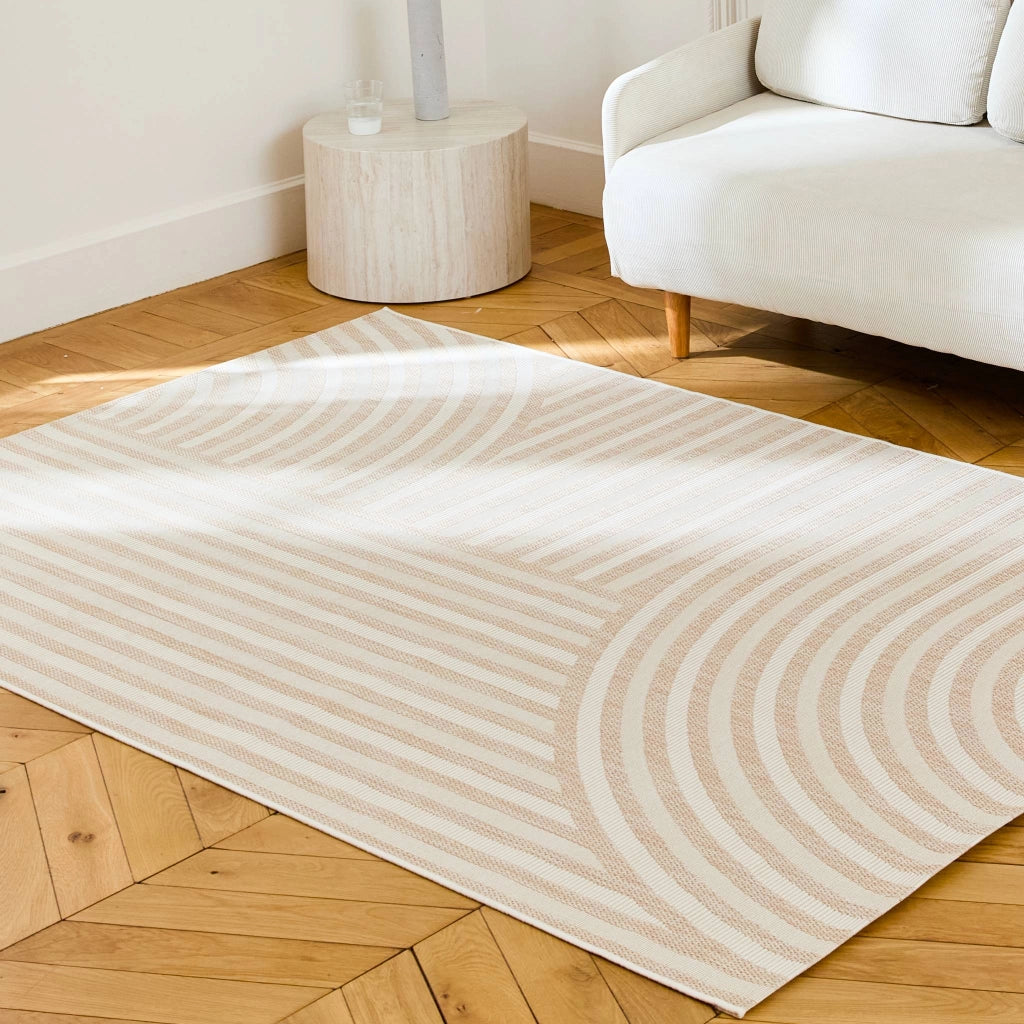 Tappeto per interni/esterni, motivo ad arco beige, poliestere