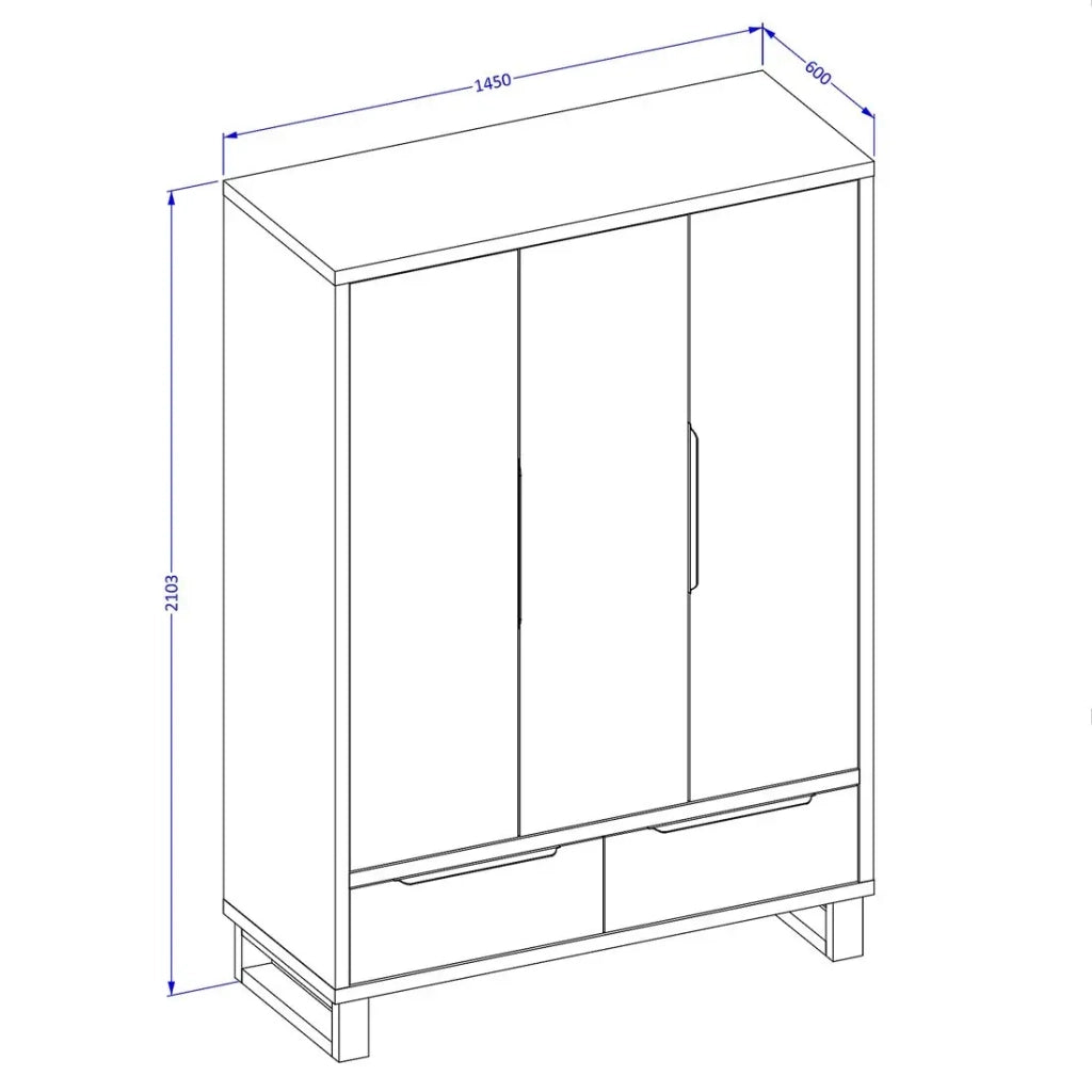 Camera completa stile industriale collezione MILOS: armadio 3 porte, letto 160x200, cassettiera, comodini, rovere grezzo e nero