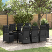 Set da Pranzo da Giardino 9 Pezzi Nero Polyrattan