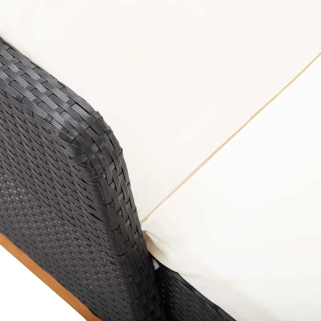 Lettino Prendisole Polyrattan e Legno Massello di Acacia Nero cod mxl 5720