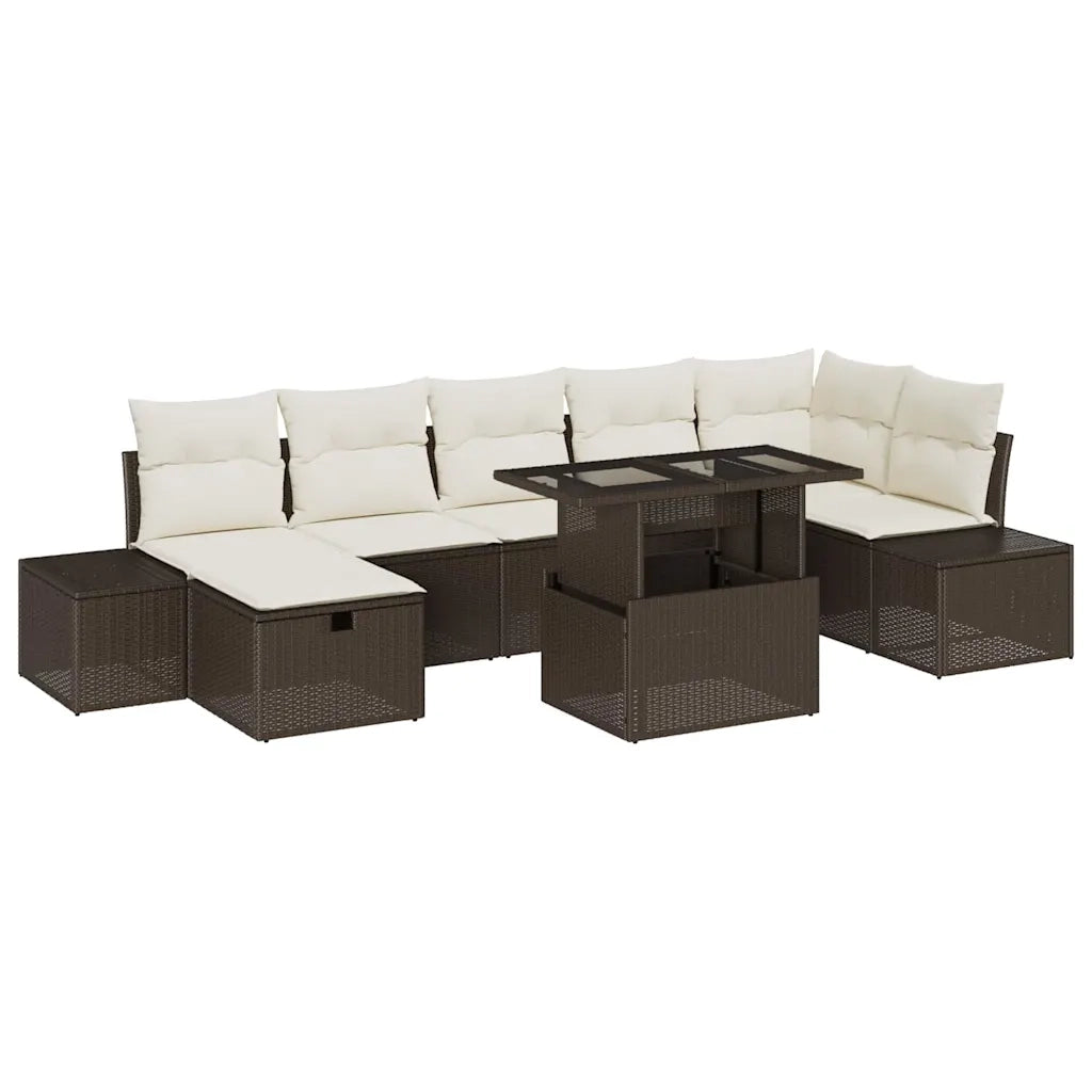 Set Divano da Giardino 8 pcs Marrone polyrattan