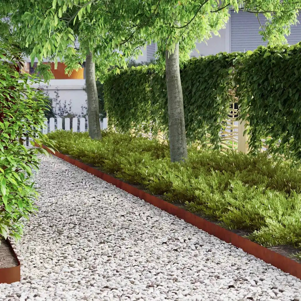 vidaXL Finitura per Prato da Giardino 4 pcs Ruggine 450 x 10 cm