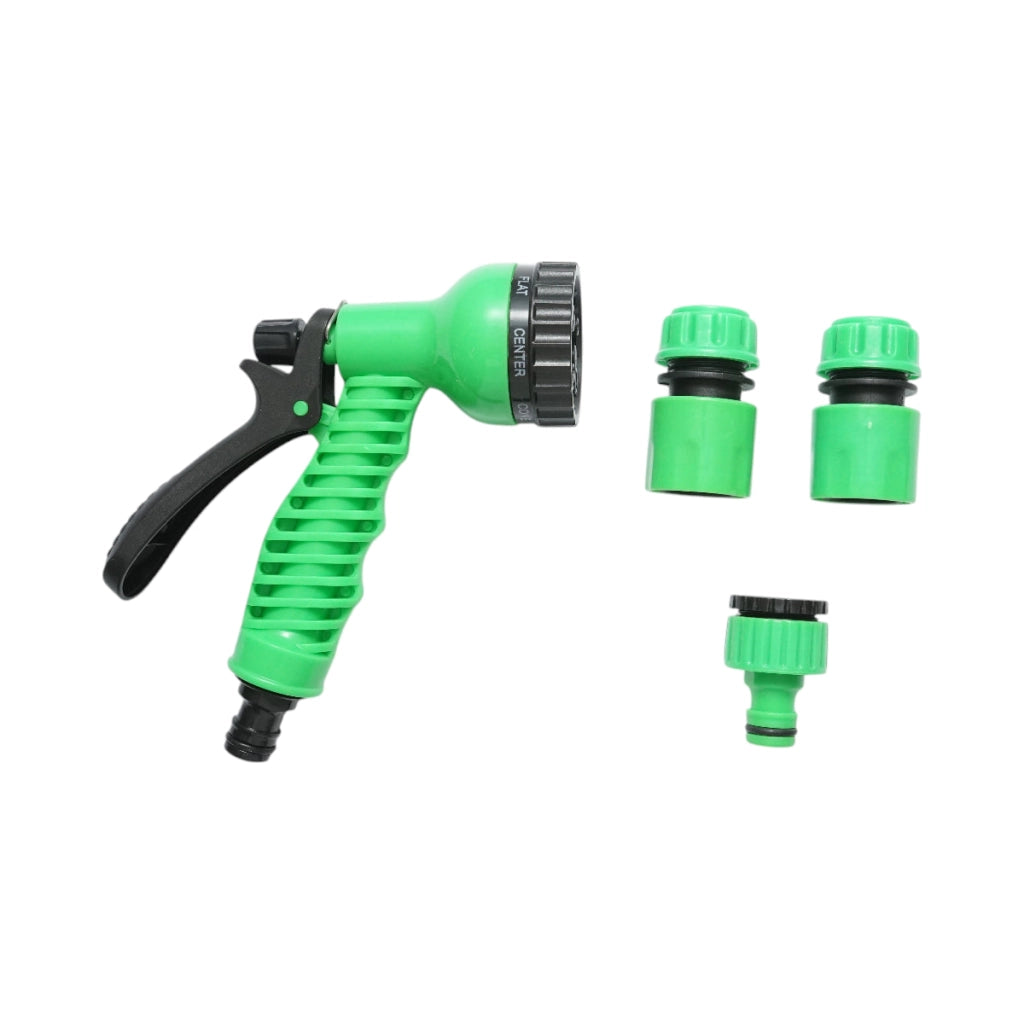 Set pistola per irrigazione regolabile con 7 modalità, 2 connettori 1/2 e adattatore 1/2-3/4 per tubo da giardino