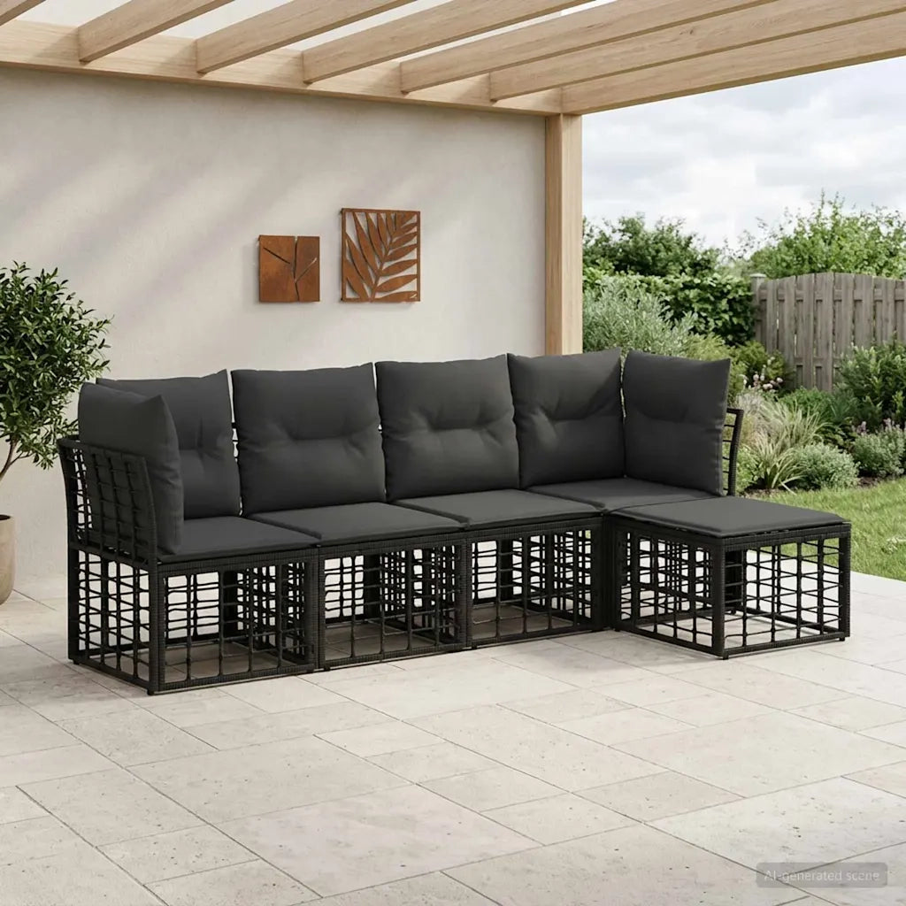 Set di divani da esterno Nero Poliestere 3437459