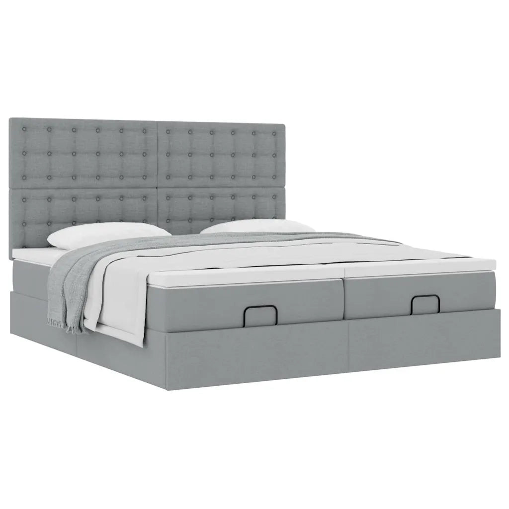 Struttura Letto Pouf con Materassi 200x200 cm in Tessuto 3313741