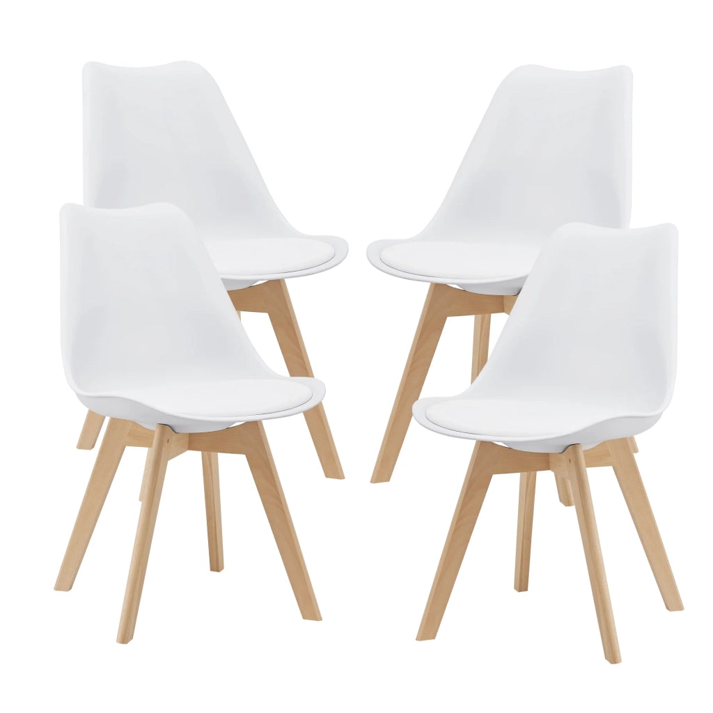 Set di 4 sedie da pranzo in similpelle faggio bianco 03_0006761