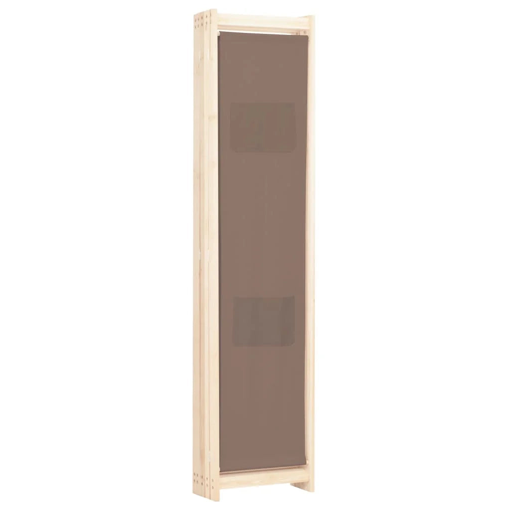 Divisorio divisorio mobile decorativo 5 pannelli marrone 200 x 170 x 4 cm tessuto 0802089