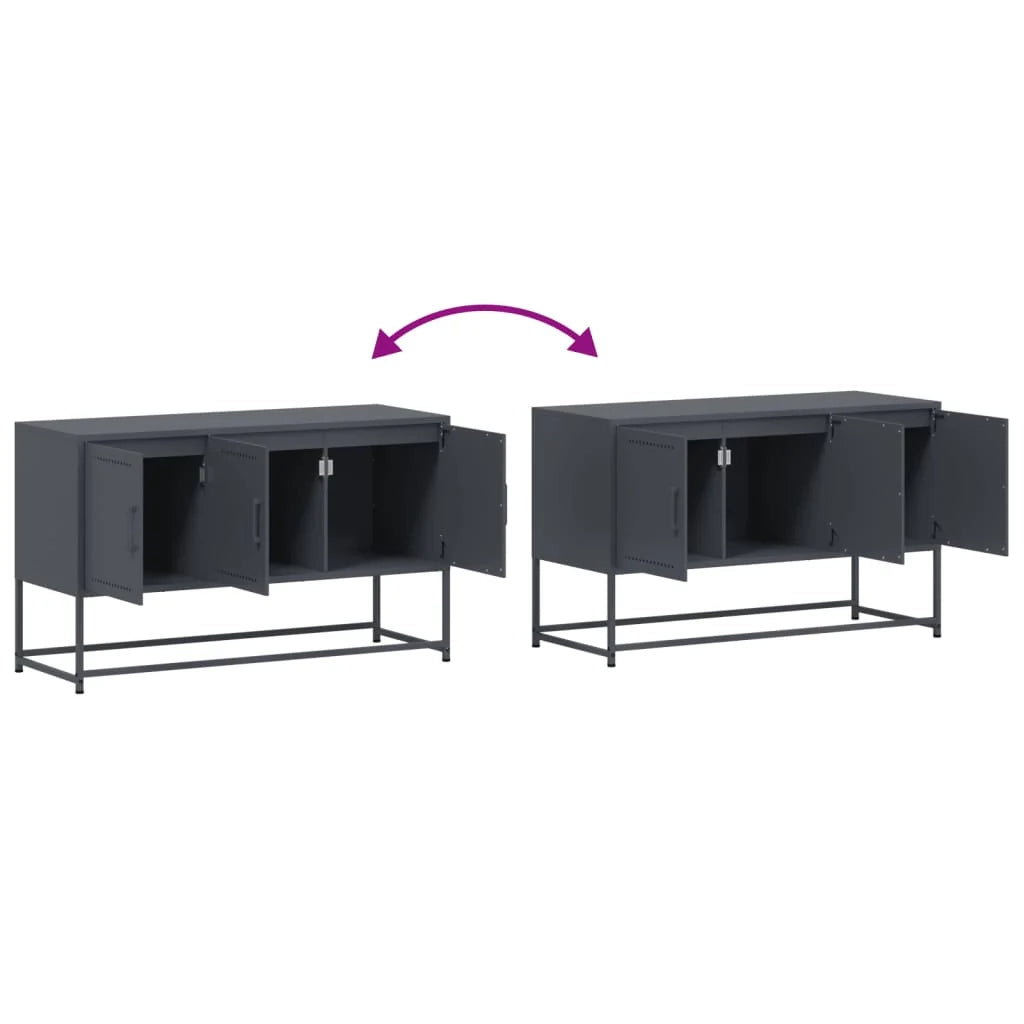 Mobile TV multimediale scaffale TV credenza mobile TV sala da pranzo soggiorno camera da letto antracite 100,5 x 39 x 60,5 cm acciaio antracite 02_0026385