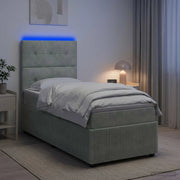 Letto Box Spring LED con Materasso Grigio Chiaro 100 x 200 cm 3456011