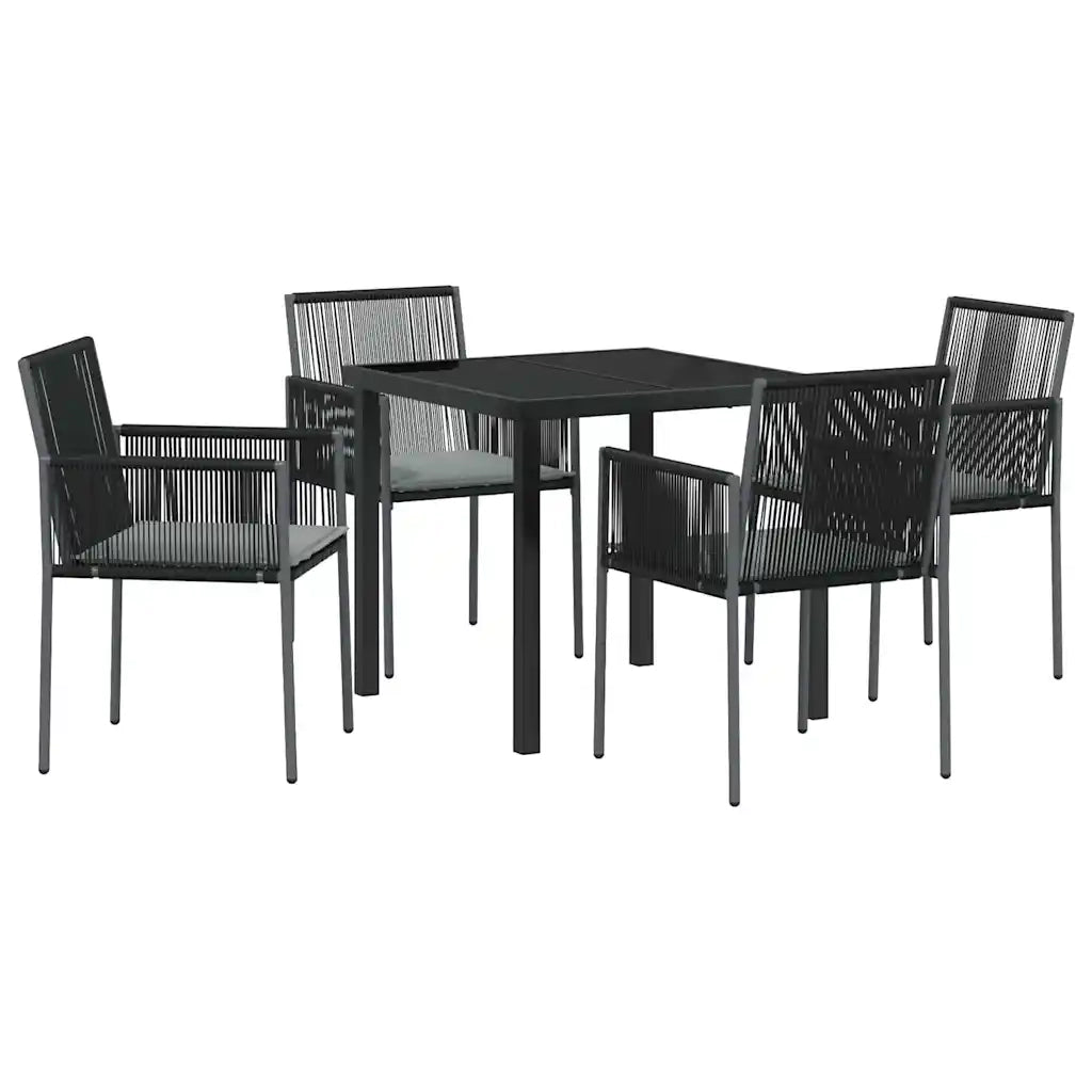 Set da Pranzo per Giardino 5 pcs Nero Rattan in PE 3379108