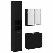 Set di Armadi da Bagno | Armadio da bagno 3 pz Rovere Nero Legno multistrato
