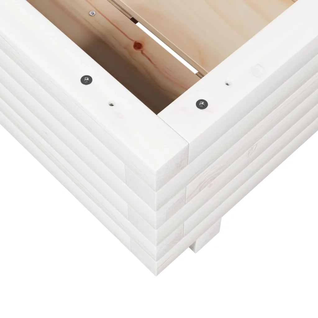 Fioriera da Giardino-Vaso da Esterno Bianca 40x40x26,5cm Legno Massello di Pino