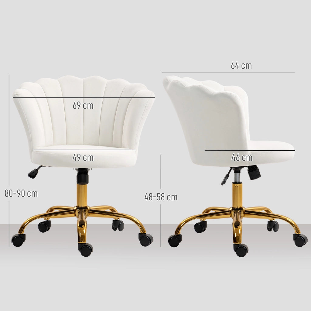 Sedia da ufficio in velluto con schienale a petalo ¨C Minimal ¨C bianco 69x64x80-90 cm