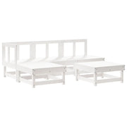 Set Salotto da Giardino 5 pz-Sedia da esterno Bianco in Legno Massello di Pino