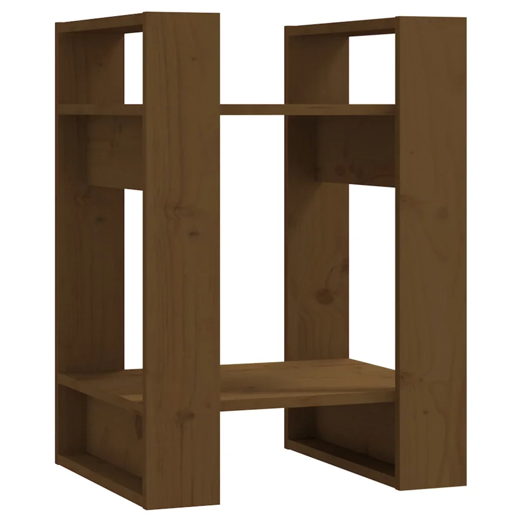 Libreria Divisorio-Scaffale per Libri-Mobile di Stoccaggio Ambrato 41x35x57 cm in Massello di Pino