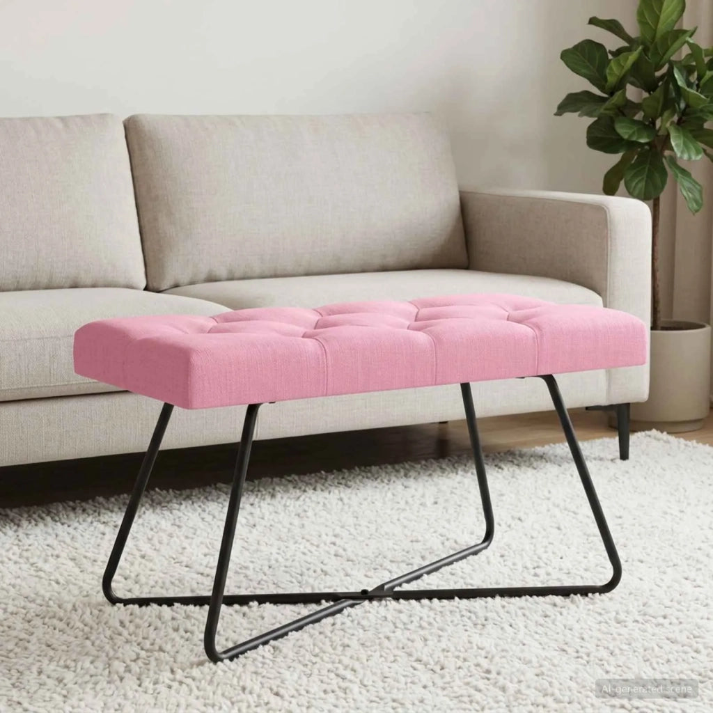 Panchina con bottoni imbottiti Rosa 80 x 40 x 46 cm Tessuto 42038369