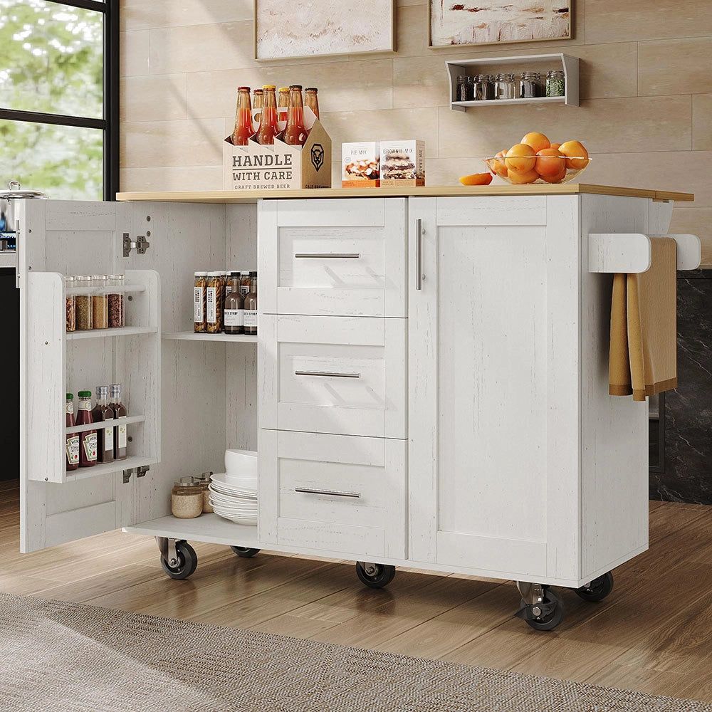 Isola cucina - Xylo - ripiani rimovibili rotelle bianco