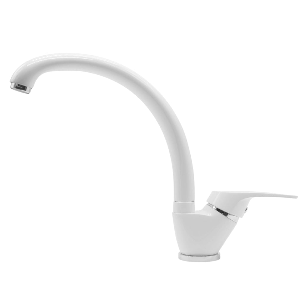 Ogomondo set 2 pezzi miscelatore bianco oslo orientabile in ottone per lavello cucina