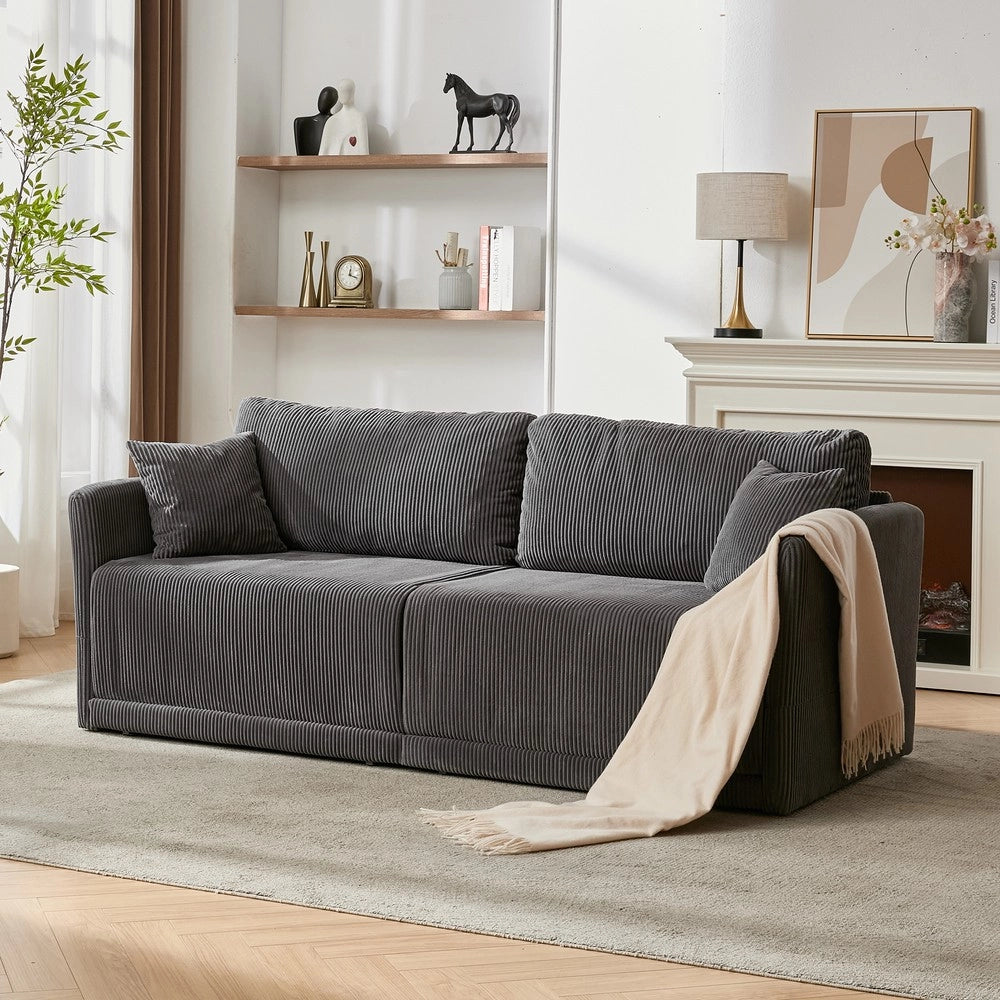 Divano letto ¨C Minimal ¨C tessuto grigio, estraibile 2 posti 140x200cm
