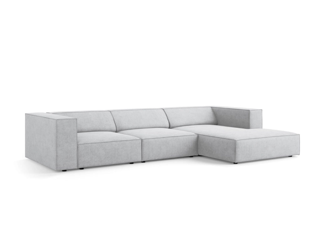 Cosmopolitan Design - Divano angolare destro "Arendal" 4 posti in ciniglia con effetto a coste grigio chiaro 