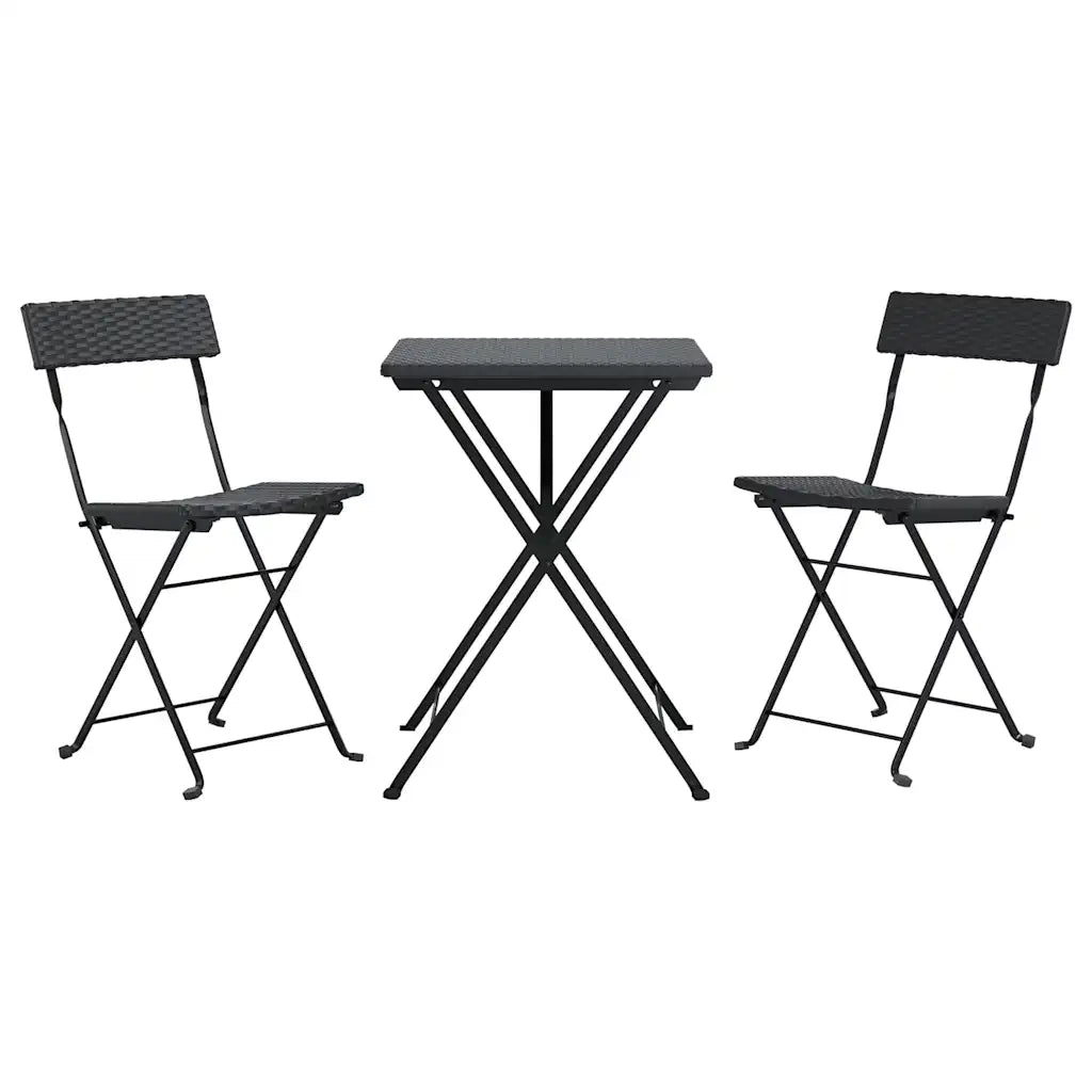 Set Pieghevole da BistrÃ² 3 pz Nero in Polyrattan cod mxl 42709