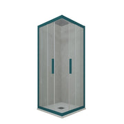 Box doccia angolare scorrevole 75x100 CM H 200 Vetro Trasparente Profilo Verde Night Watch mod. Kolors