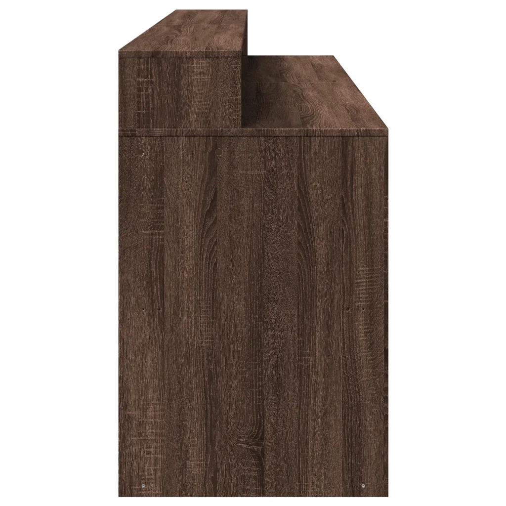Scrivania con Luci LED Marrone Rovere 200x55x91 cm Truciolato