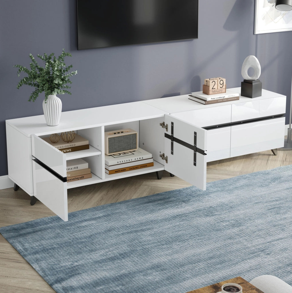 Mobile TV 180 x 40 x 49 cm con 4 armadi e 8 piedini