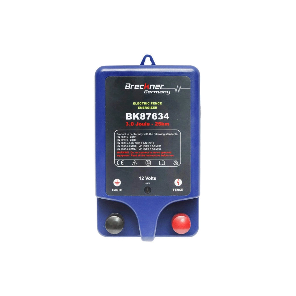 Elettrificatore per recinto elettrico 12V - 220V 3 Joule 25 km con messa a terra per recinzione elettrica BRECKNER GERMANY